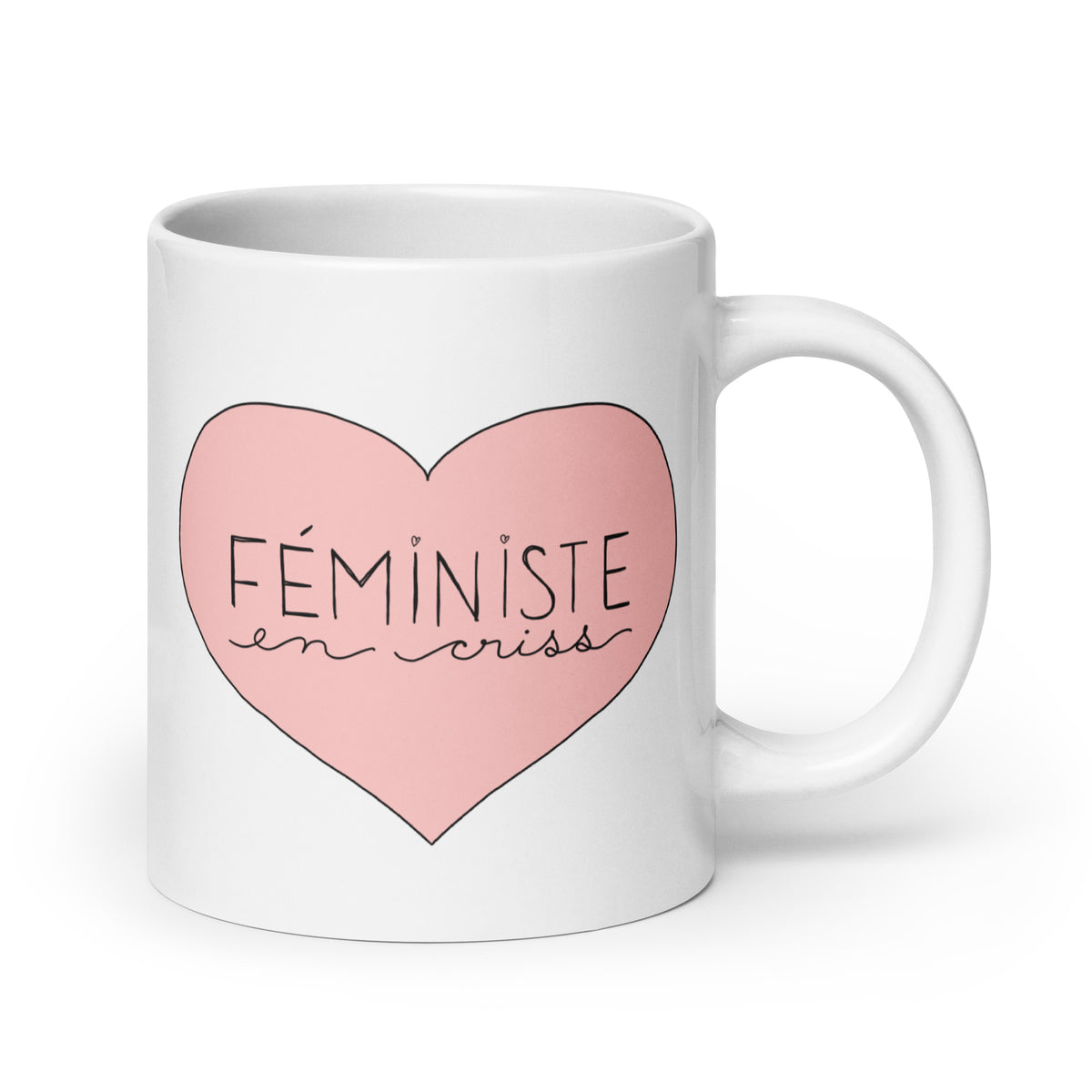 Tasse Girl Power avec motif seins et cœurs dorés