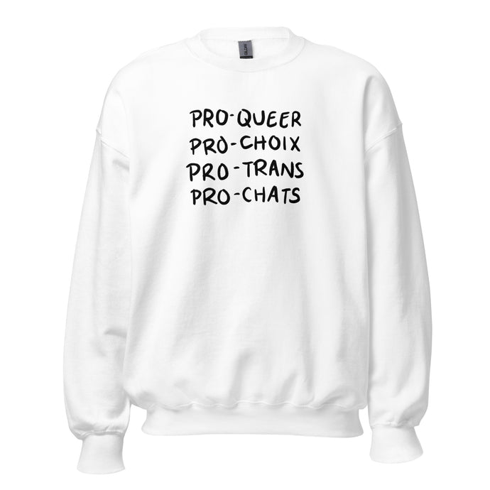 Sweat unisexe pro-queer pro-choix pro-trans pro-chats