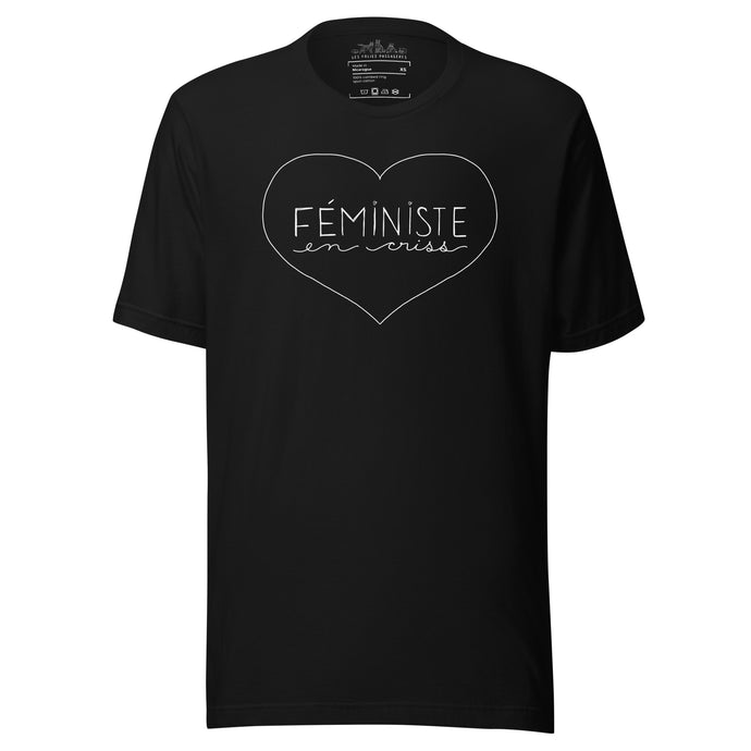 T-shirt unisexe foncé féministe en criss