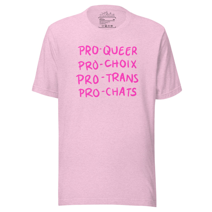 T-shirt unisexe pro-queer pro-choix pro-trans pro-chats