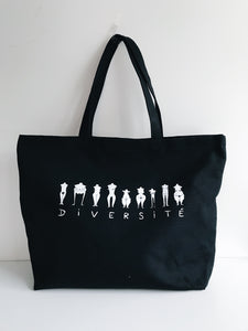 Diversité - Grand sac noir sérigraphié en coton bio
